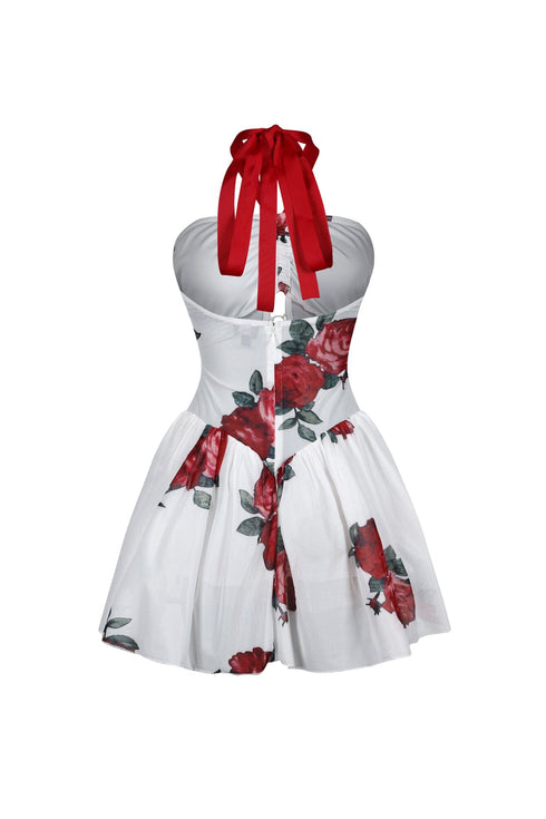 Cassandra Floral Halter Flare Mini Dress